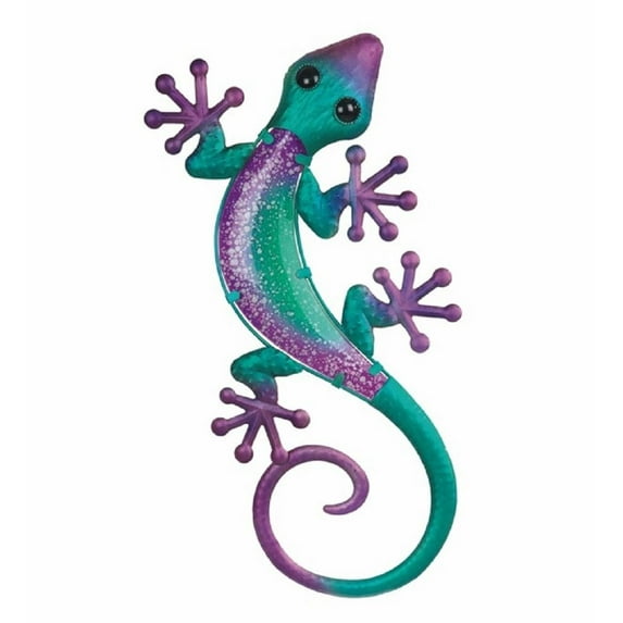 FC Design 23" Long Metal Purple and Blue Lizard Statue Wall Decoration