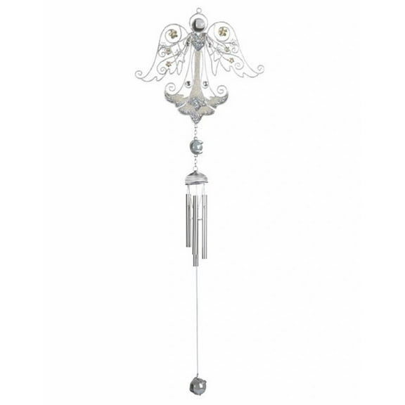FC Design 23" Long Silver Angel Copper and Gem Wind Chime Garden Patio Decoration