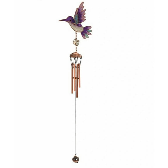 FC Design 24" Long Blue and Purple Hummingbird Copper and Gem Wind Chime Garden Patio Decoration