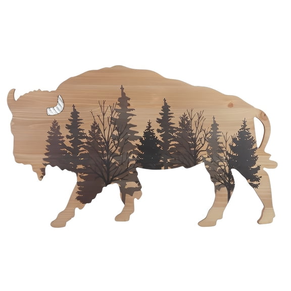 FC Design 24"W Bison in Woods Wall Plaque Statue Sculpture Ornament Decoration Home/Room Decor and Unique Gift Ideas for Housewarming, Holidays and Birthdays