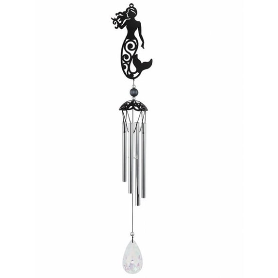 FC Design 25" Long Metal Black Mermaid Silhouette Wind Chime