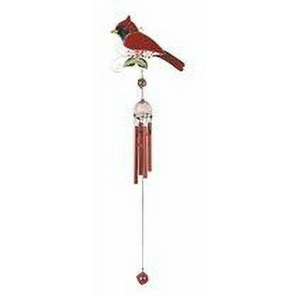 FC Design 26" Long Northern Cardinal Wind Chime with Gem Garden Patio Decoration