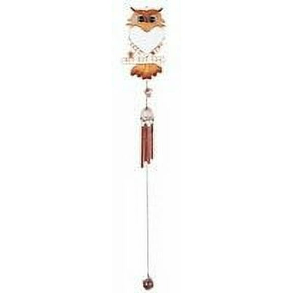 FC Design 28" Lone Owl Wind Chime with Heart Shpaed and Gem Garden Patio Decoration