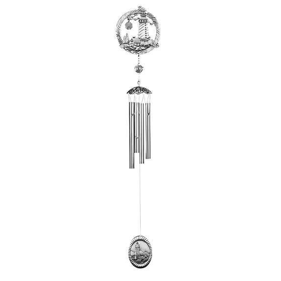 FC Design 28" Long Pewter Lighthouse Wind Chime Statue Sculpture Ornament Decoration Home/Room/Garden Decor and Unique Gift Ideas for Housewarming, Holidays and Birthdays