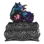 FC Design 3.5"H Blue Baby Dragon and Gem Trinket Box Statue Sculpture Ornament Decoration Home/Room Decor and Unique Gift Ideas for Housewarming, Holidays and Birthdays
