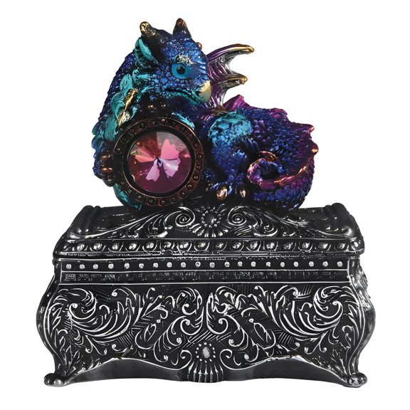 FC Design 3.5"H Blue Baby Dragon and Gem Trinket Box Statue Sculpture Ornament Decoration Home/Room Decor and Unique Gift Ideas for Housewarming, Holidays and Birthdays