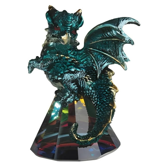 FC Design 3.5"H Green Dragon Standing on Pyramid Glass Figurine Statue Sculpture Ornament Decoration Home/Room Decor and Unique Gift Ideas for Housewarming, Holidays and Birthdays