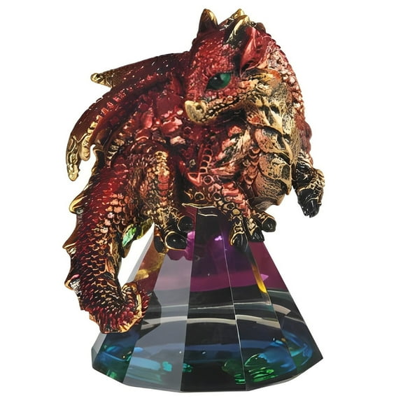 FC Design 3.5"H Red Volcano Dragon Standing on Pyramid Glass Figurine Statue Sculpture Ornament Decoration Home/Room Decor and Unique Gift Ideas for Housewarming, Holidays and Birthdays