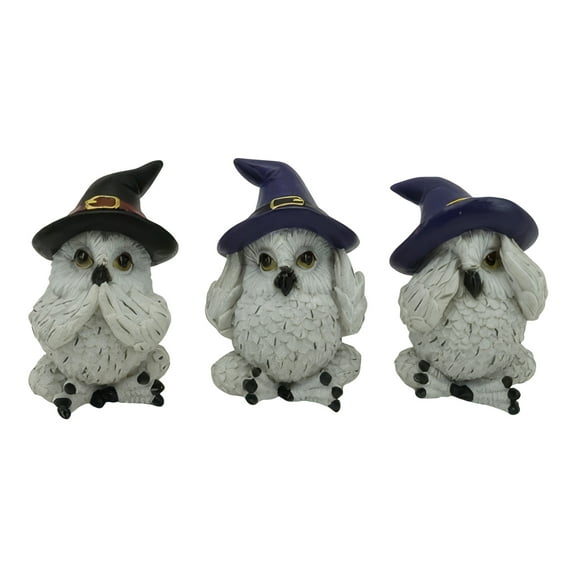 FC Design 3"H 3-PC Owl with Witch Hat Hear-No, See-No, Speak-No Evil Figurine Set Statue Sculpture Ornament Decoration Home/Room Decor and Unique Gift Ideas for Housewarming, Holidays and Birthdays