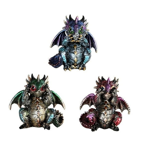 FC Design 3-PC Hear See Speak No Evil Dragon 4"H Figurine Set Statue Sculpture Ornament Decoration Home/Room Decor and Unique Gift Ideas for Housewarming, Holidays and Birthdays