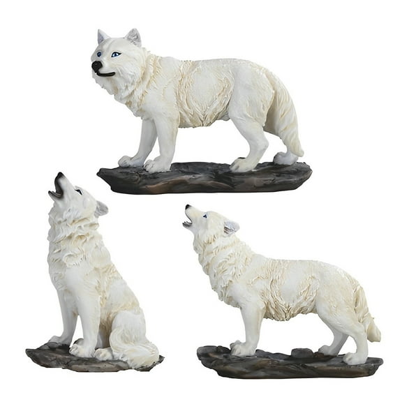 FC Design 3-PC Mini Snow Wolf Figurine Set 4"H Statue Sculpture Ornament Decoration Home/Room Decor and Unique Gift Ideas for Housewarming, Holidays and Birthdays