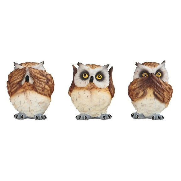 FC Design 3-PC Owl Hear-No, See-No, Speak-No Evil 4"H Figurine Set Statue Sculpture Ornament Decoration Home/Room Decor and Unique Gift Ideas for Housewarming, Holidays and Birthdays
