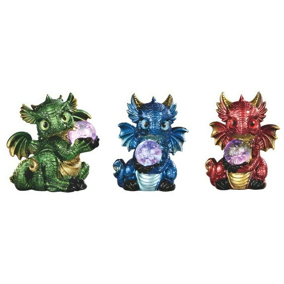 FC Design 3-PC Set 4.25"H Dragon with Glass Eyes Figurine Statue Sculpture Ornament Decoration Home/Room Decor and Unique Gift Ideas for Housewarming, Holidays and Birthdays
