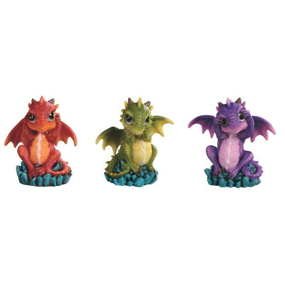 FC Design 3-PC Set 4"H Wise Cute Dragon Figurine Statue Sculpture Ornament Decoration Home/Room Decor and Unique Gift Ideas for Housewarming, Holidays and Birthdays