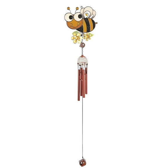 FC Design 31" Long Yellow Bee Wind Chime with Copper Gem Statue Sculpture Ornament Decoration Home/Room/Garden Decor and Unique Gift Ideas for Housewarming, Holidays and Birthdays
