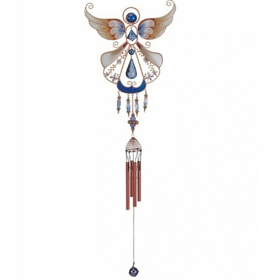 FC Design 33" Long Blue Angel Copper and Gem Wind Chime Garden Patio Decoration