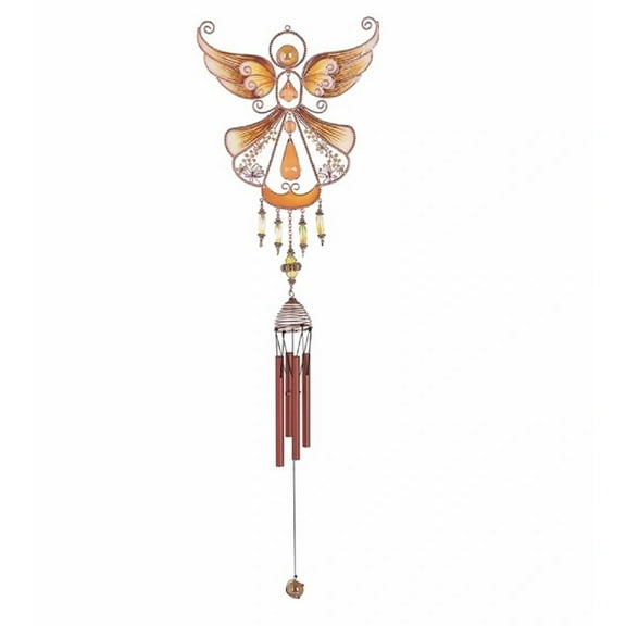 FC Design 33" Long Yellow Angel Copper and Gem Wind Chime Garden Patio Decoration