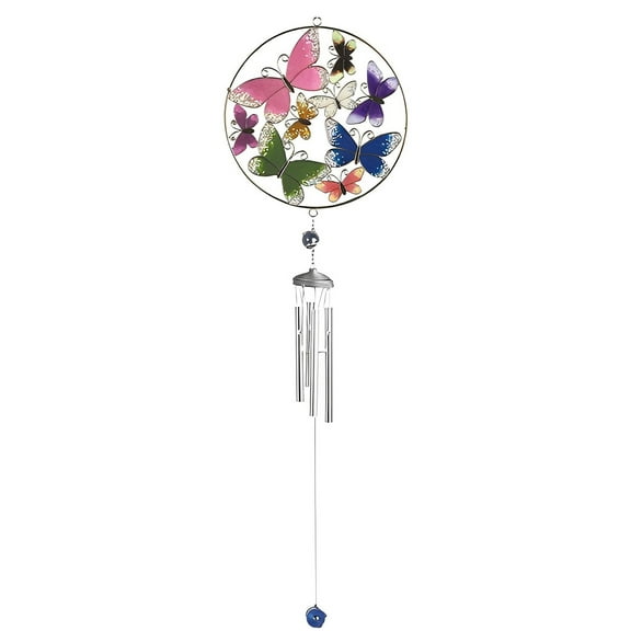 FC Design 34" Long Butterfly Suncatcher Wind Chime with Gem Statue Sculpture Ornament Decoration Home/Room/Garden Decor and Unique Gift Ideas for Housewarming, Holidays and Birthdays