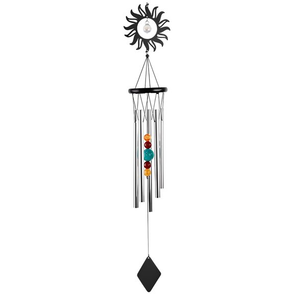 FC Design 34" Long Metal Black Sun Wind Chime Statue Sculpture Ornament Decoration Home/Room/Garden Decor and Unique Gift Ideas for Housewarming, Holidays and Birthdays