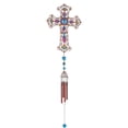 thumbnail image 1 of FC Design 35" Long Purple Cross Wind Chime with Copper Gem Statue Sculpture Ornament Decoration Home/Room/Garden Decor and Unique Gift Ideas for Housewarming, Holidays and Birthdays, 1 of 1