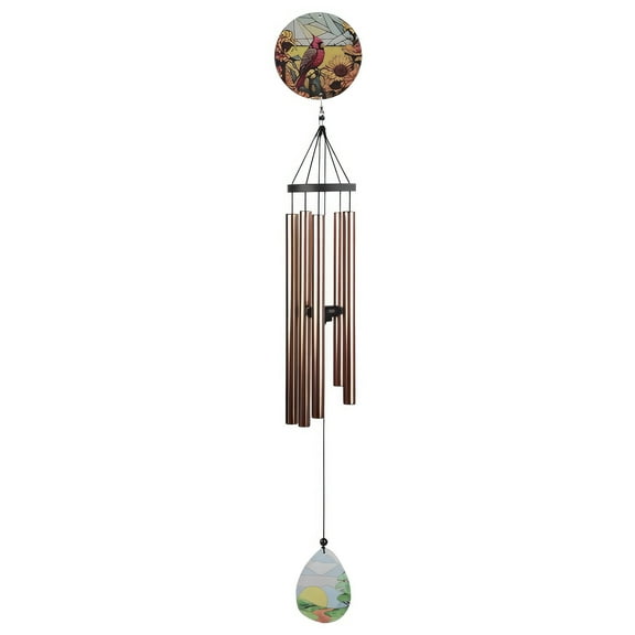 FC Design 37" Long Cardinal Glass Wind Chime Statue Sculpture Ornament Decoration Home/Room/Garden Decor and Unique Gift Ideas for Housewarming, Holidays and Birthdays