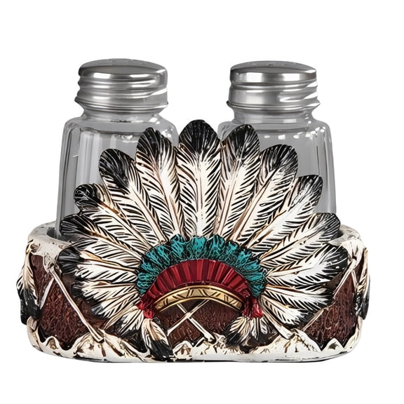 FC Design 4.5"War Bonnet Salt & Pepper Shakers Statue Sculpture Ornament Decoration Home/Room Decor and Unique Gift Ideas for Housewarming, Holidays and Birthdays