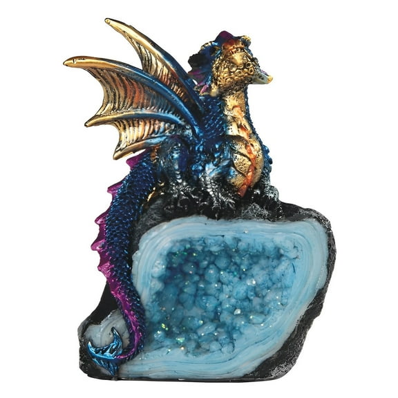 FC Design 4"H Blue Dragon Guarding Blue Faux Crystal Cave Figurine Statue Sculpture Ornament Decoration Home/Room Decor and Unique Gift Ideas for Housewarming, Holidays and Birthdays