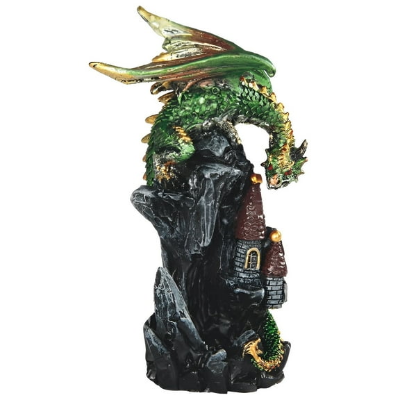 FC Design 4"H Green Dragon on Castle Figurine Statue Sculpture Ornament Decoration Home/Room Decor and Unique Gift Ideas for Housewarming, Holidays and Birthdays