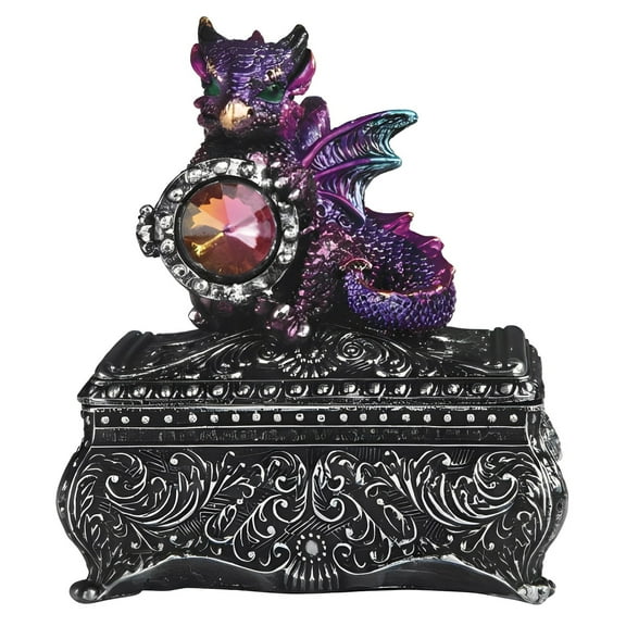 FC Design 4"H Purple Baby Dragon and Gem Trinket Box Statue Sculpture Ornament Decoration Home/Room Decor and Unique Gift Ideas for Housewarming, Holidays and Birthdays