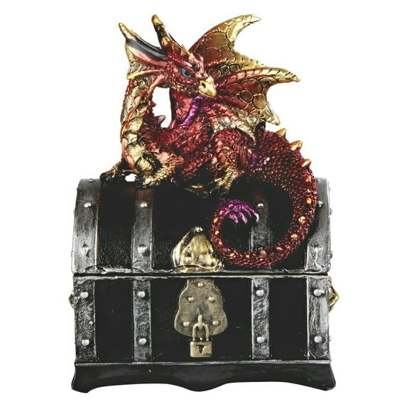 FC Design 4"H Red Dragon Treasure Box Statue Sculpture Ornament Decoration Home/Room Decor and Unique Gift Ideas for Housewarming, Holidays and Birthdays