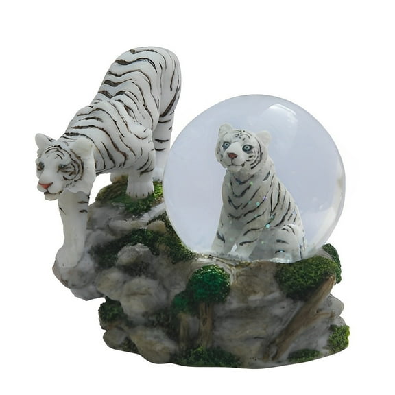 FC Design 4"H White Tiger with Cub Glitter Snow Globe Statue Sculpture Ornament Decoration Home/Room Decor and Unique Gift Ideas for Housewarming, Holidays and Birthdays