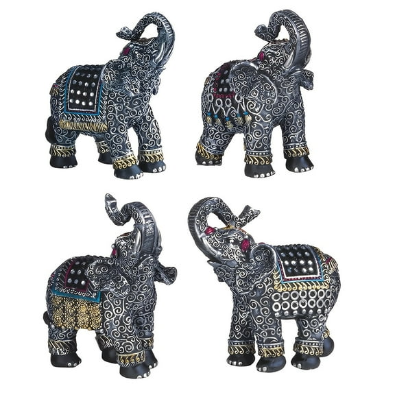 FC Design 4-PC 4"H Silver Mini Trunk Up Elephant Set Figurine Statue Sculpture Ornament Decoration Home/Room Decor and Unique Gift Ideas for Housewarming, Holidays and Birthdays