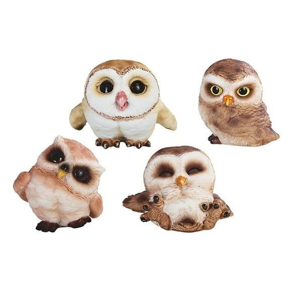 FC Design 4-PC Cute Owl in Different Poses 3"W Mini Owl Figurine Statue Sculpture Ornament Decoration Home/Room Decor and Unique Gift Ideas for Housewarming, Holidays and Birthdays