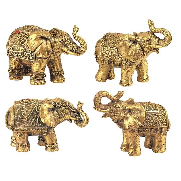 FC Design 4-PC Gold Miniature Thai Elephant in Different Poses3"H Figurine Set Statue Sculpture Ornament Decoration Home/Room Decor and Unique Gift Ideas for Housewarming, Holidays and Birthdays