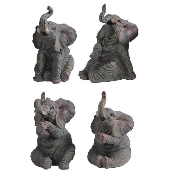 FC Design 4-PC Lovely Elephant in Different Poses 4"H Figurine Set Statue Sculpture Ornament Decoration Home/Room Decor and Unique Gift Ideas for Housewarming, Holidays and Birthdays