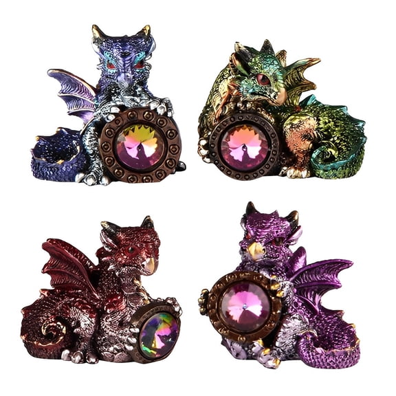 FC Design 4-PC Mini Dragon with Jewel Set 2.25"H Blue, Purple, Red, Green Dragon Baby Figurine Set Statue Sculpture Ornament Decoration Home/Room Decor and Unique Gift Ideas