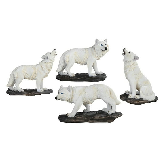 FC Design 4-PC Mini Snow Wolf Figurine Set 4"W Statue Sculpture Ornament Decoration Home/Room Decor and Unique Gift Ideas for Housewarming, Holidays and Birthdays