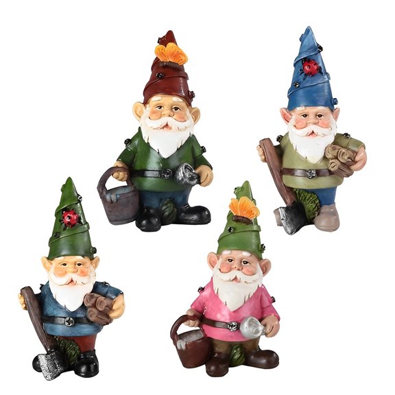 FC Design 4-PC Miniature Working Gnome Figurine Set 4.25"H Statue Sculpture Ornament Decoration Home/Room Decor and Unique Gift Ideas for Housewarming, Holidays and Birthdays
