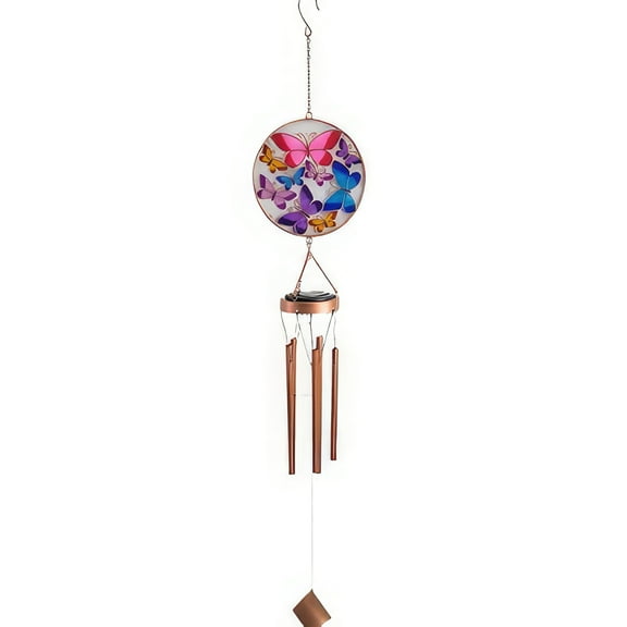 FC Design 41" Long Butterfly Solar Light Wind Chime Statue Sculpture Ornament Decoration Home/Room/Garden Decor and Unique Gift Ideas for Housewarming, Holidays and Birthdays