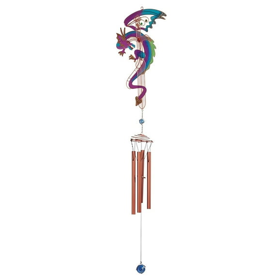 FC Design 44" Long Purple/Blue Dragon with Sword Wind Chime with Copper Gem Statue Sculpture Ornament Decoration Home/Room/Garden Decor and Unique Gift Ideas for Housewarming, Holidays and Birthdays