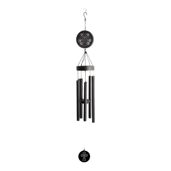 FC Design 45" Long Solar Cross Silhouette Wind Chime Statue Sculpture Ornament Decoration Home/Room/Garden Decor and Unique Gift Ideas for Housewarming, Holidays and Birthdays