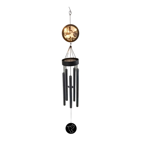FC Design 45" Long Solar Hummingbird Silhouette Wind Chime Statue Sculpture Ornament Decoration Home/Room/Garden Decor and Unique Gift Ideas for Housewarming, Holidays and Birthdays
