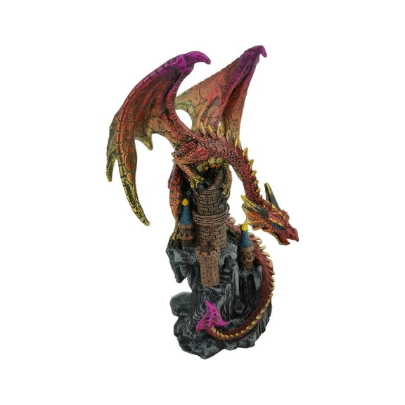 FC Design 5.25"H Red Dragon on Castle Figurine Statue Sculpture Ornament Decoration Home/Room Decor and Unique Gift Ideas for Housewarming, Holidays and Birthdays