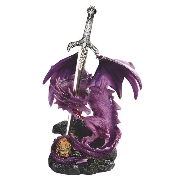 FC Design 5.5"H Purple Dragon with Sword Figurine Statue Sculpture Ornament Decoration Home/Room Decor and Unique Gift Ideas for Housewarming, Holidays and Birthdays