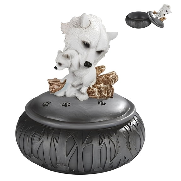 FC Design 5.5"H Wolf with Cub Trinket Box Statue Sculpture Ornament Decoration Home/Room Decor and Unique Gift Ideas for Housewarming, Holidays and Birthdays