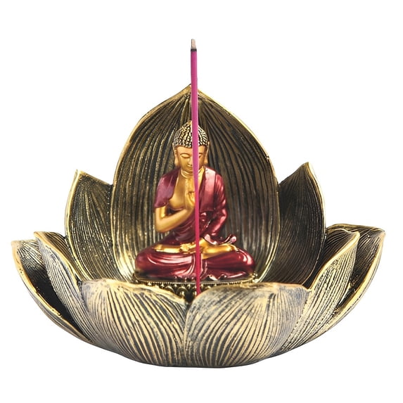 FC Design 5.5"W Red Buddha Incense Burner Figurine Statue Sculpture Ornament Decoration Home/Room Decor and Unique Gift Ideas for Housewarming, Holidays and Birthdays