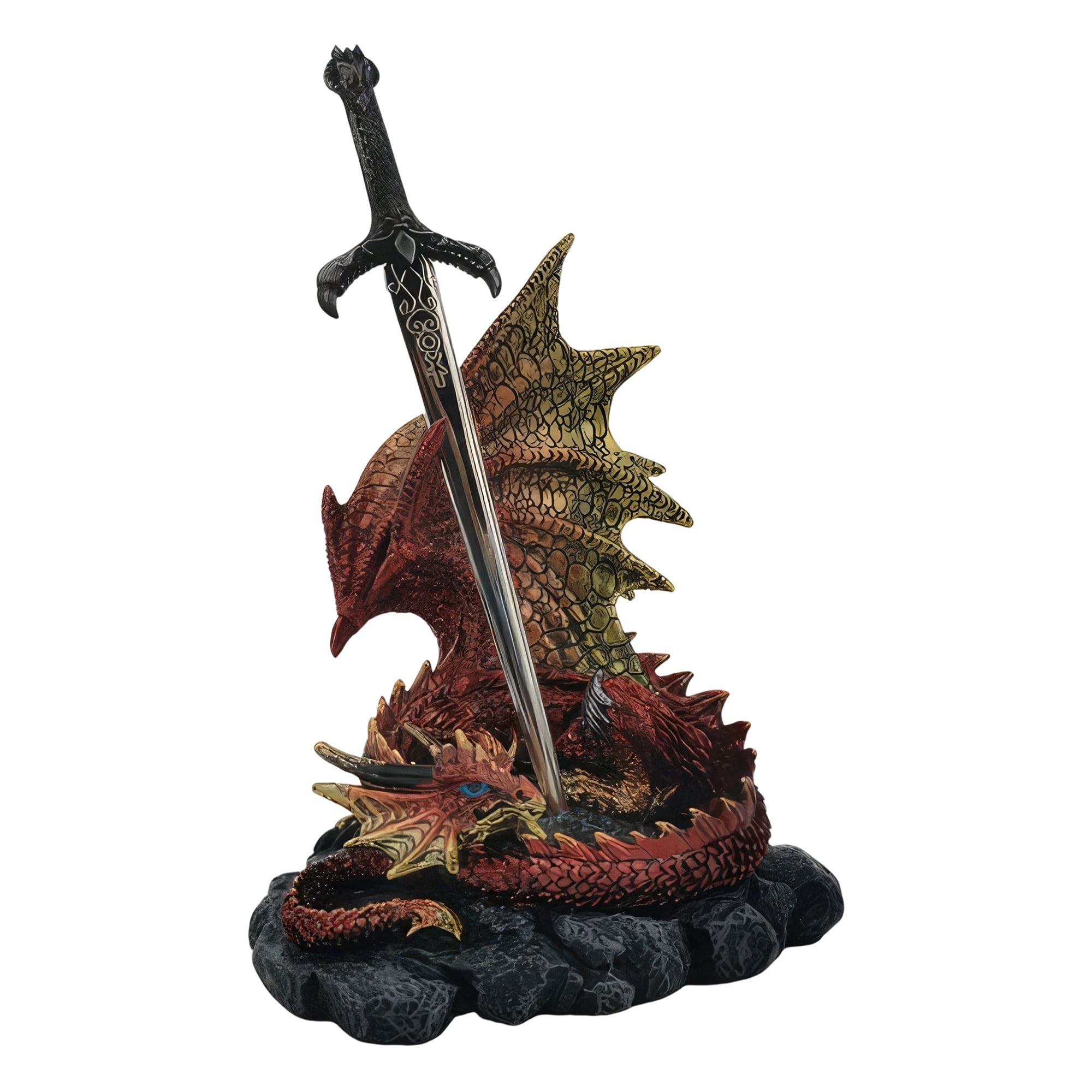 FC Design 5.75"H Red Dragon Guarding Sword Figurine Statue Sculpture ...