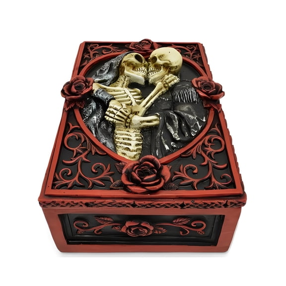 FC Design 5.75"W Red Skull Couple Trinket Box Statue Sculpture Ornament Decoration Home/Room Decor and Unique Gift Ideas for Housewarming, Holidays and Birthdays