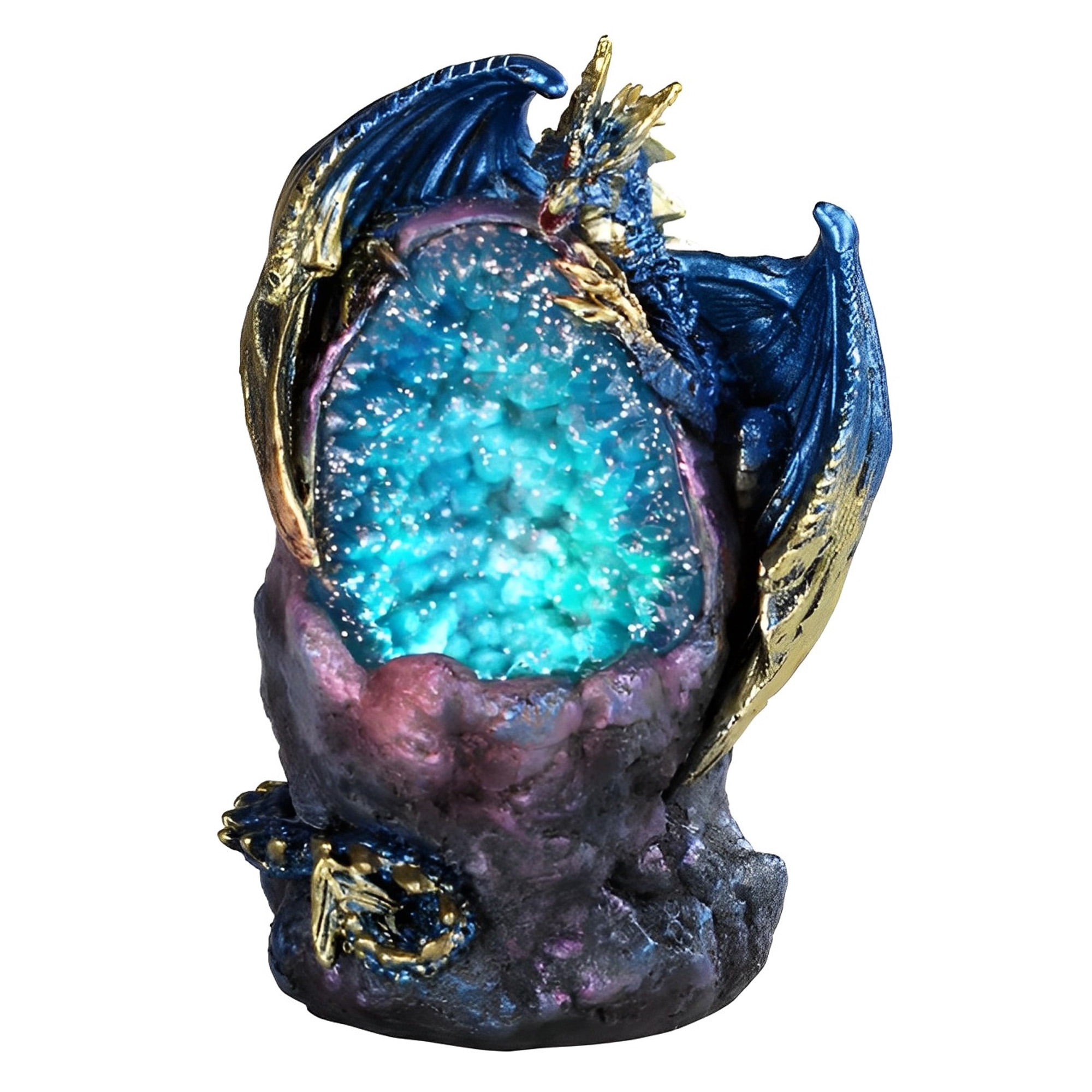 FC Design 5"H Blue Dragon with LED Blue/Purple Faux Crystal Stone ...
