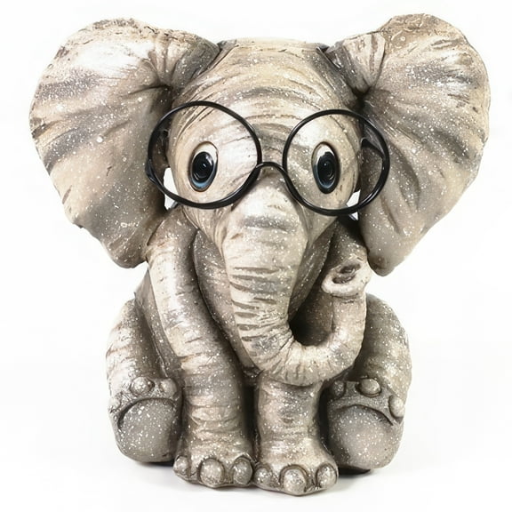 FC Design 5"H Elephant with Glasses Figurine Statue Sculpture Ornament Decoration Home/Room Decor and Unique Gift Ideas for Housewarming, Holidays and Birthdays